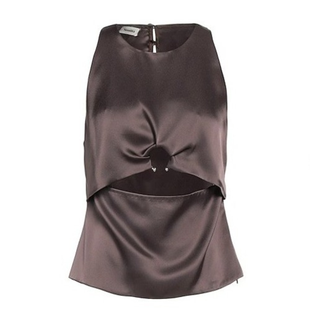 Nanushka Satin Top Meryn Brown Top Glam Going Out Medium